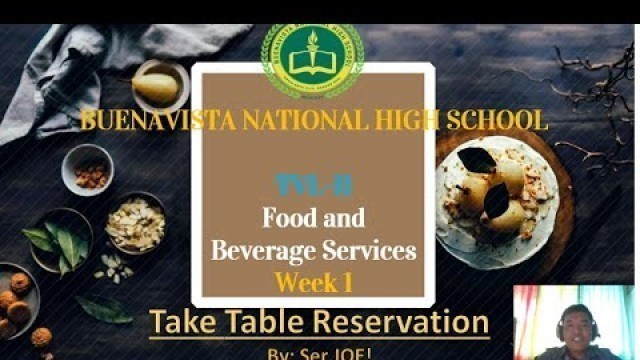 'Take Table Reservation (week-1 topic)|Food and Beverage Services (FBS NC-ll) | Instructional Video'