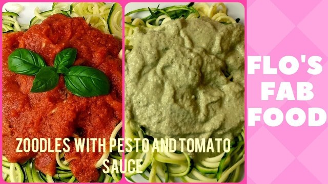 'Easy zucchini noodles recipe with pesto and tomato sauce // Flo\'s Fab Food'