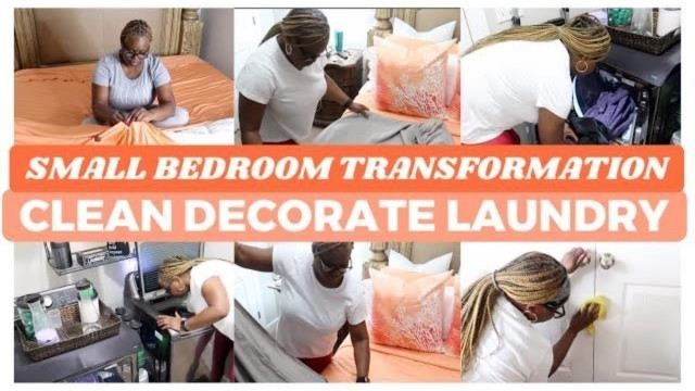 'SMALL BEDROOM TRANSFORMATION||CLEAN DECORATE LAUNDRY MOTIVATION||CLEAN WITH ME||LAUNDRY ROUTINE||'