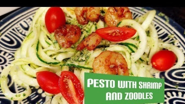 'Pesto Shrimp with Zoodles (zucchini noodles) #zoodles #shrimp #pesto'