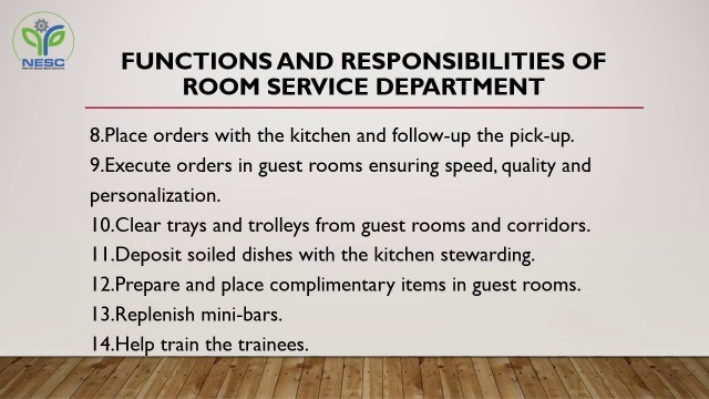 'Take Room Service Orders  - I | Food & Beverage Service'