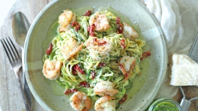 'Zucchini Noodles with Pesto and Shrimp Scampi Recipe'