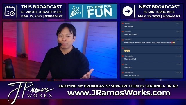 'Replay: Virtual 60 Minute U-Jam Fitness Class with Jeremy Ramos (3/22/2022) - 9:00AM PT'