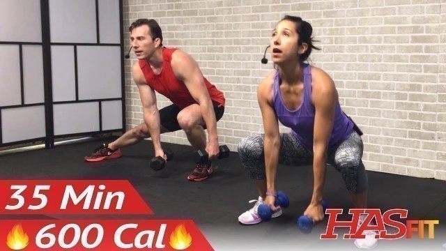 '35 Min HIIT Workout for Fat Loss - Home HIIT Workout with Weights - High Intensity Interval Training'