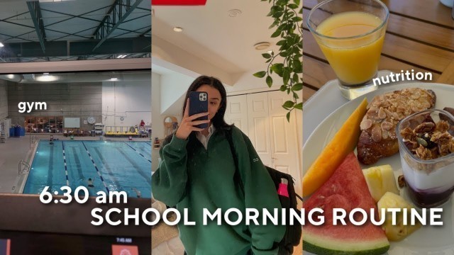 '6:30 AM PRODUCTIVE SCHOOL MORNING ROUTINE! ⛅ fitness routine + healthy morning habits'