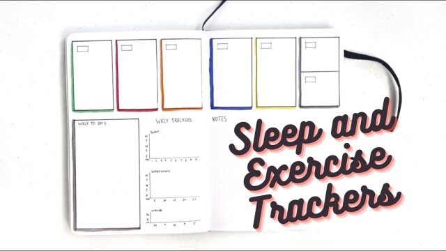 'Bullet Journal Sleep and Exercise Trackers || Colorful Bullet Journal Spread'