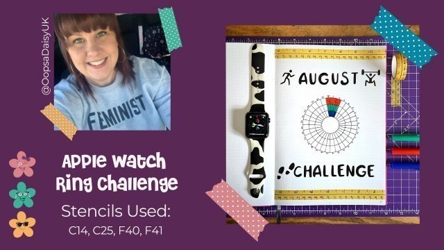 'Apple Watch - August fitness challenge - Bullet Journal Tracker (Stencils used: C14, C25, F40, F41)'