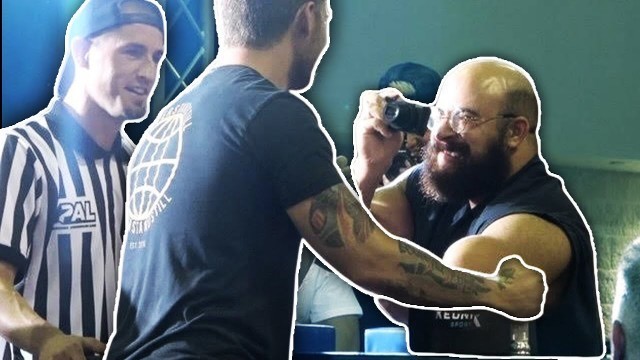 'CREEP GOES ON STAGE DURING ARM WRESTLING COMPETITION'