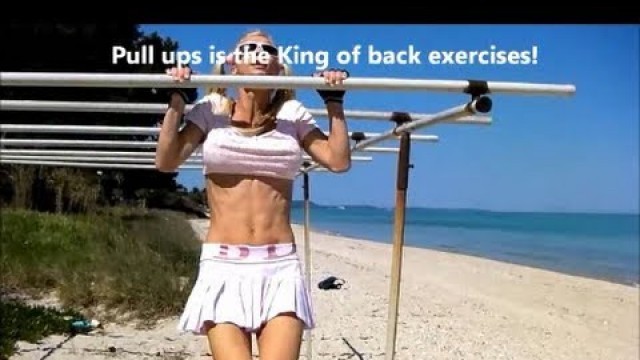 'Sexy Fitness Girl- Pull ups on the Beach'