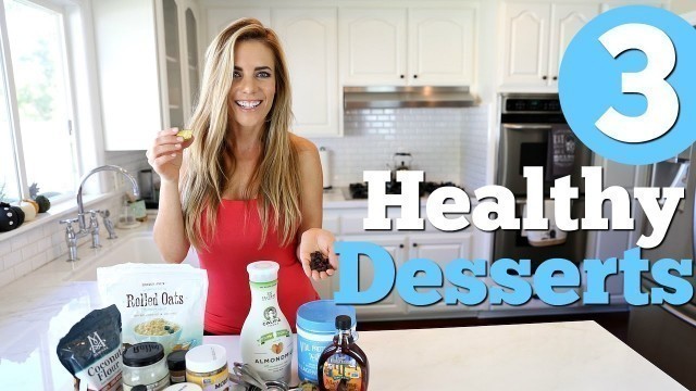 '3 Quick & Healthy DESSERT Ideas! Cookies, Protein Shake, Almond Butter Cups'