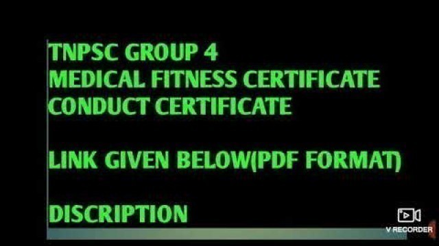 'TNPSC GROUP 4 MEDICAL FITNESS CERTIFICATE AND CONTACT CERTIFICATE PDF FORMAT'