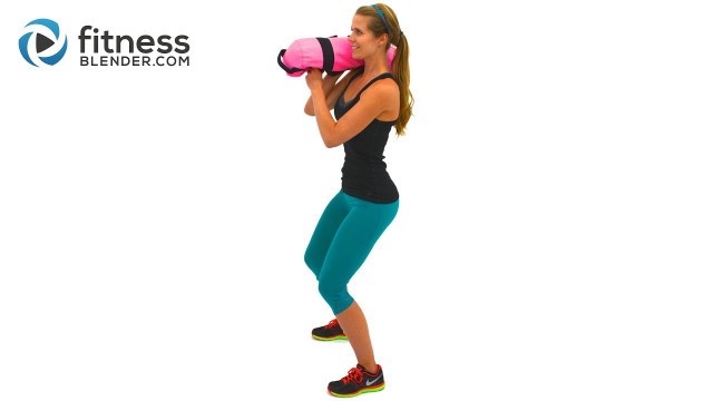 'Interval Cardio and Strength Blend to Burn Fat - Total Body Sandbag Workout Video'