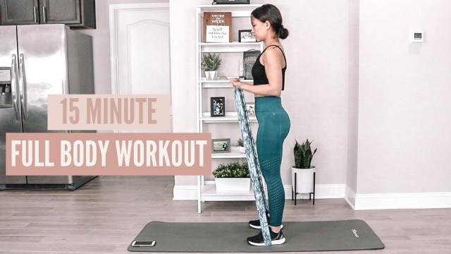 '15 Minute Full Body Long Resistance Band Workout | no equipment or dumbbell option'