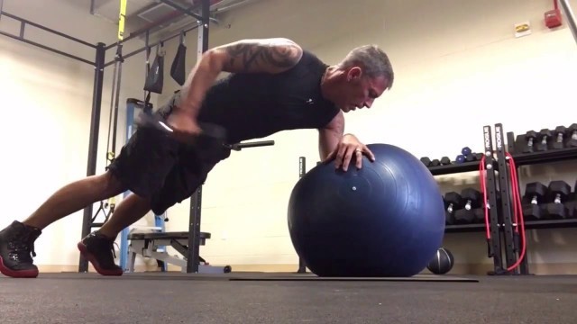 'One Arm Stability Ball BALANCE TRICEP Kickbacks:  Total Body Fitness'