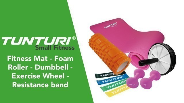 'Tunturi Small Fitness - Fitnessmat Pink - Foam Roller - Dumbbell - Exercise Wheel - Resistance band'