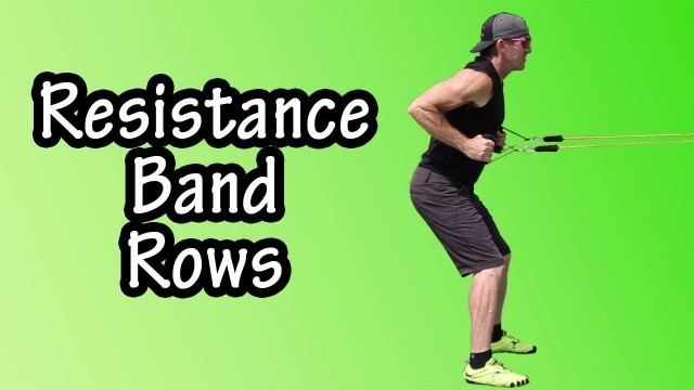 'Beginner Resistance Band Rows Exercise - How To Do Resistance Band Row Exercise - Standing Band Rows'