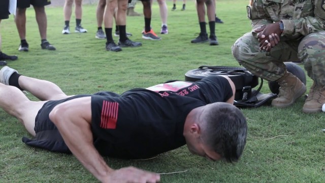 'Maj. Timothy Cox takes the Army Combat Fitness Test'