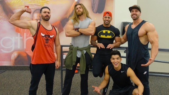 'VLOG | CHEST & ARMS  | Yousef /FouseyTube,  Mike / BroScienceLife, Brock O\'Hurn, & Alex Wassabi'