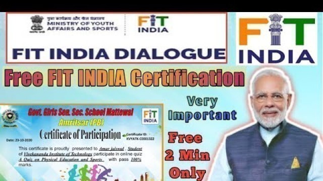 'FIT INDIA Certificate | Physical Education and Sports Free Certificate | Free online Certificate'