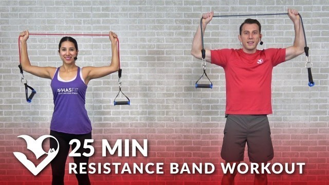 '25 Min Full Body Resistance Band Workout for Women & Men - Elastic Exercise Band Workouts Training'