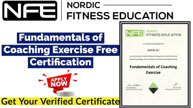 'Nordic Fitness Education Free Certification | Fundamentals Of Coaching Exercise Free Certificate'