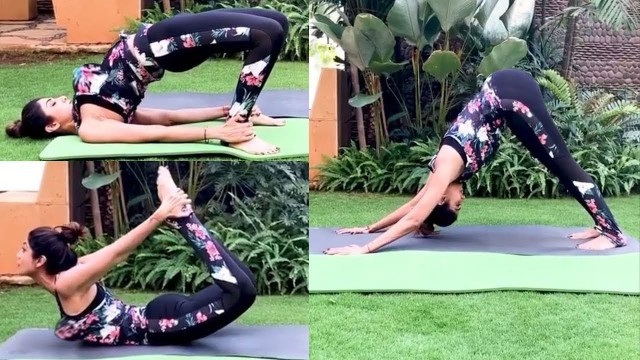 'H0T! Shilpa shetty Workout from HOME for FIT N FINE Qu@rentine | Shilpa Shetty YOGASAN | BiscootTv'