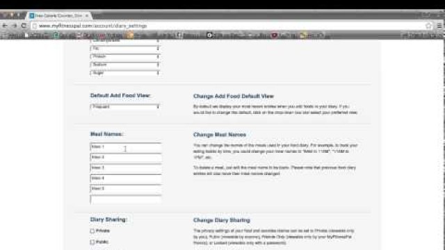'MyFitnessPal - Meal Names Tutorial'