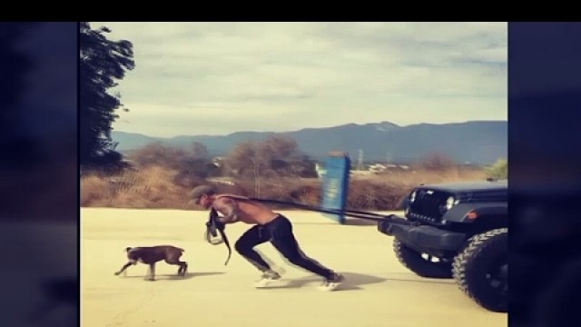 'Explosive workout - Michael Vazquez pulling & pushing a monster car'